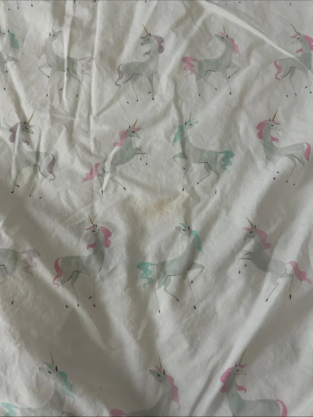 Pottery Barn Kids White Set of Sheets for Twin Bed with Pink & Teal Unicorns